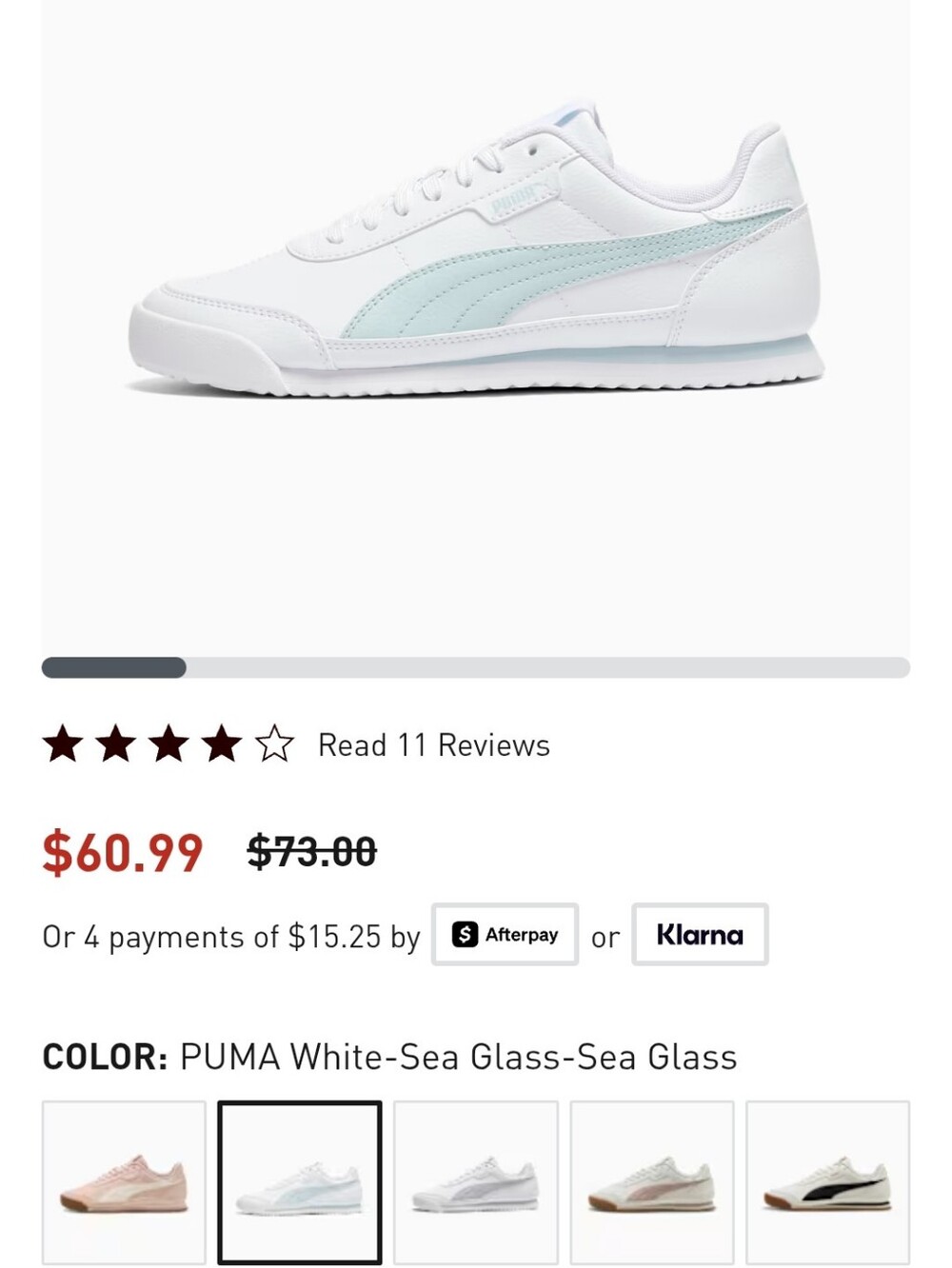 Brand new Puma Turino II Women's Sneakers in White, Sea Glass 8.5